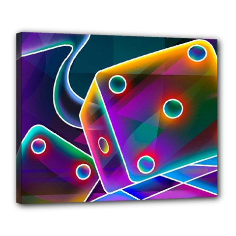 3d Cube Dice Neon Canvas 20  X 16  by Sapixe