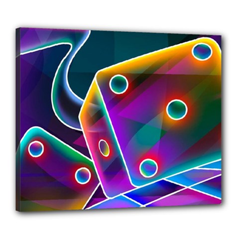 3d Cube Dice Neon Canvas 24  X 20  by Sapixe