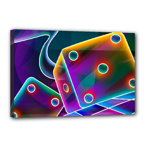 3d Cube Dice Neon Canvas 18  X 12  by Sapixe