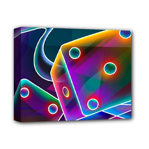 3d Cube Dice Neon Deluxe Canvas 14  X 11  by Sapixe