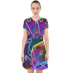 3d Cube Dice Neon Adorable In Chiffon Dress by Sapixe