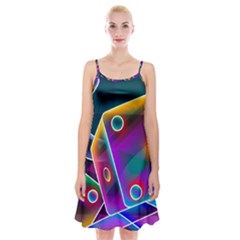 3d Cube Dice Neon Spaghetti Strap Velvet Dress by Sapixe