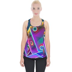 3d Cube Dice Neon Piece Up Tank Top by Sapixe