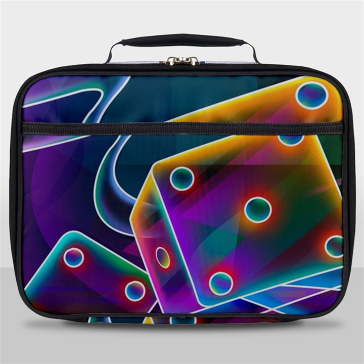 3d Cube Dice Neon Full Print Lunch Bag