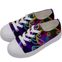 3d Cube Dice Neon Kids  Low Top Canvas Sneakers by Sapixe