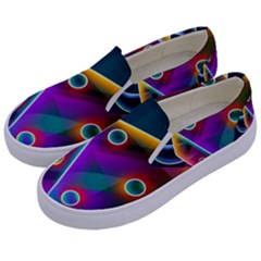 3d Cube Dice Neon Kids  Canvas Slip Ons by Sapixe