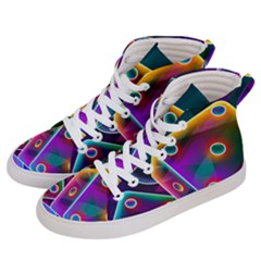 3d Cube Dice Neon Men s Hi-top Skate Sneakers by Sapixe