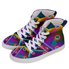 3d Cube Dice Neon Women s Hi-top Skate Sneakers by Sapixe