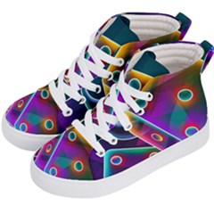 3d Cube Dice Neon Kid s Hi-top Skate Sneakers by Sapixe