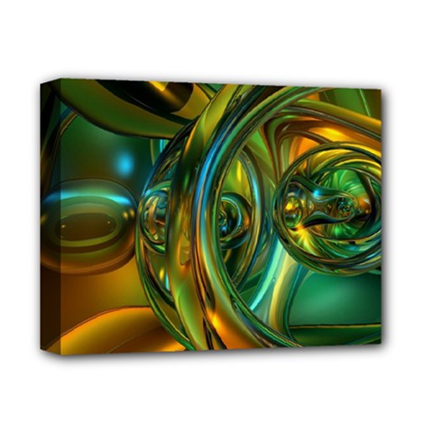 3d Transparent Glass Shapes Mixture Of Dark Yellow Green Glass Mixture Artistic Glassworks Deluxe Canvas 14  X 11  by Sapixe