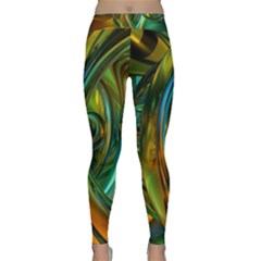 3d Transparent Glass Shapes Mixture Of Dark Yellow Green Glass Mixture Artistic Glassworks Classic Yoga Leggings by Sapixe