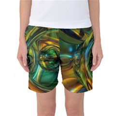 3d Transparent Glass Shapes Mixture Of Dark Yellow Green Glass Mixture Artistic Glassworks Women s Basketball Shorts by Sapixe