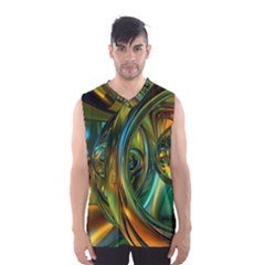 3d Transparent Glass Shapes Mixture Of Dark Yellow Green Glass Mixture Artistic Glassworks Men s Basketball Tank Top by Sapixe