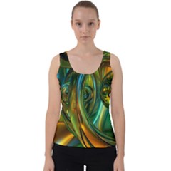 3d Transparent Glass Shapes Mixture Of Dark Yellow Green Glass Mixture Artistic Glassworks Velvet Tank Top by Sapixe