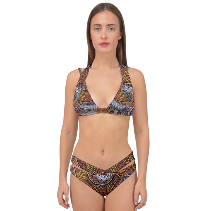 Aboriginal Traditional Pattern Double Strap Halter Bikini Set