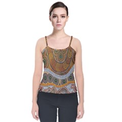 Aboriginal Traditional Pattern Velvet Spaghetti Strap Top