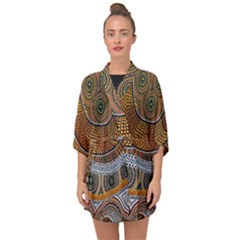 Aboriginal Traditional Pattern Half Sleeve Chiffon Kimono