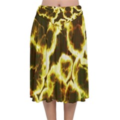 Abstract Pattern Velvet Flared Midi Skirt