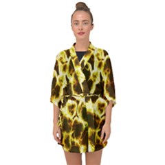 Abstract Pattern Half Sleeve Chiffon Kimono