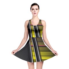 Abstract Multicolor Vectors Flow Lines Graphics Reversible Skater Dress