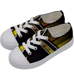 Abstract Multicolor Vectors Flow Lines Graphics Kids  Low Top Canvas Sneakers by Sapixe