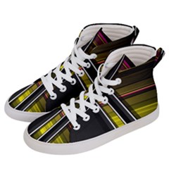 Abstract Multicolor Vectors Flow Lines Graphics Men s Hi-top Skate Sneakers by Sapixe