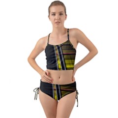 Abstract Multicolor Vectors Flow Lines Graphics Mini Tank Bikini Set by Sapixe