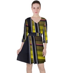 Abstract Multicolor Vectors Flow Lines Graphics Ruffle Dress by Sapixe