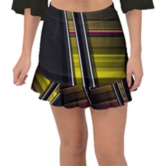 Abstract Multicolor Vectors Flow Lines Graphics Fishtail Mini Chiffon Skirt by Sapixe