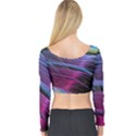 Abstract Satin Long Sleeve Crop Top View2