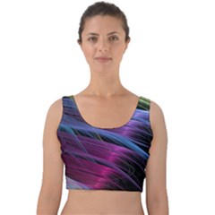 Abstract Satin Velvet Crop Top