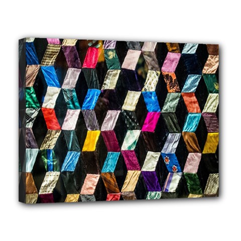 Abstract Multicolor Cubes 3d Quilt Fabric Canvas 14  X 11  by Sapixe