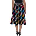 Abstract Multicolor Cubes 3d Quilt Fabric Perfect Length Midi Skirt View2