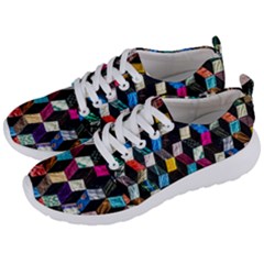 Abstract Multicolor Cubes 3d Quilt Fabric Men s Lightweight Sports Shoes