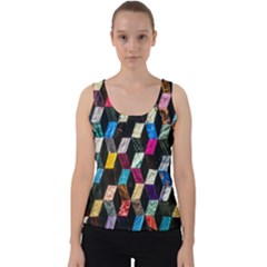 Abstract Multicolor Cubes 3d Quilt Fabric Velvet Tank Top by Sapixe