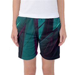 Abstract Green Purple Women s Basketball Shorts by Sapixe