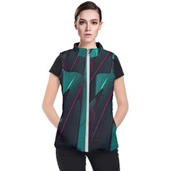 Abstract Green Purple Women s Puffer Vest