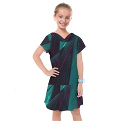 Abstract Green Purple Kids  Drop Waist Dress by Sapixe