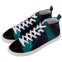 Abstract Green Purple Men s Mid-top Canvas Sneakers