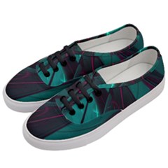 Abstract Green Purple Women s Classic Low Top Sneakers