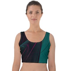 Abstract Green Purple Velvet Crop Top