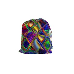 Abstract Digital Art Drawstring Pouches (small) 