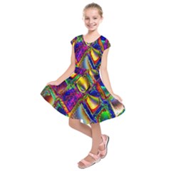 Abstract Digital Art Kids  Short Sleeve Dress by Sapixe