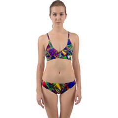 Abstract Digital Art Wrap Around Bikini Set