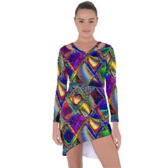 Abstract Digital Art Asymmetric Cut-out Shift Dress by Sapixe