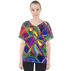 Abstract Digital Art V-neck Dolman Drape Top