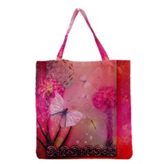 Wonderful Butterflies With Dragonfly Grocery Tote Bag by FantasyWorld7