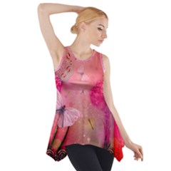 Wonderful Butterflies With Dragonfly Side Drop Tank Tunic by FantasyWorld7