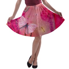 Wonderful Butterflies With Dragonfly A-line Skater Skirt by FantasyWorld7