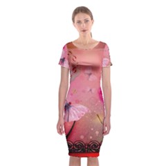 Wonderful Butterflies With Dragonfly Classic Short Sleeve Midi Dress by FantasyWorld7